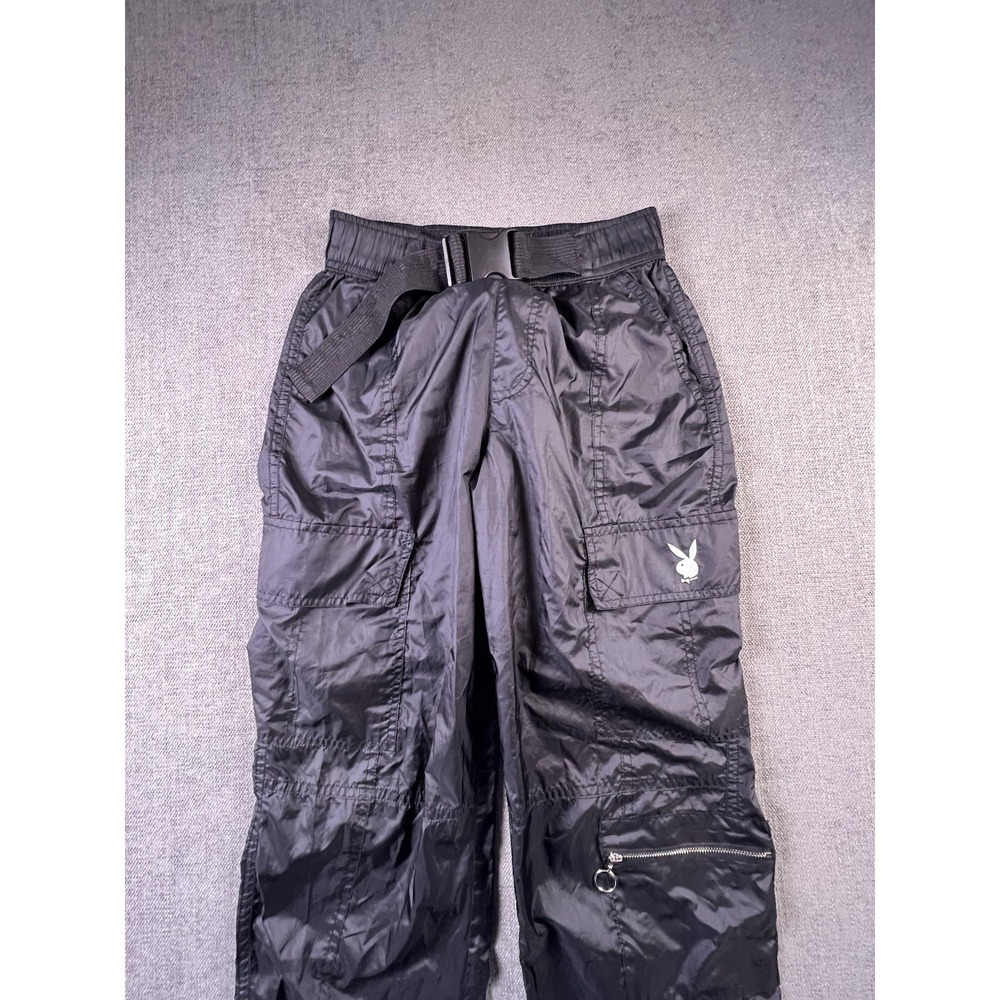 Playboy X Pacsun Pants Women's XS Black Cargo Parachute Belted Lightweight - Picture 2 of 11